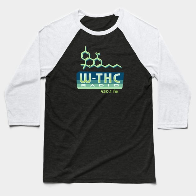 WTHC Radio - with cannabinoid molecule Baseball T-Shirt by SubwayTokin